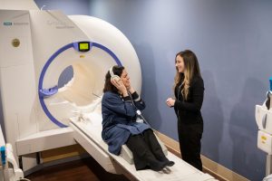 A patient preparing for an MRI.